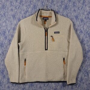 Patagonia Sweater Mens M Beige Sherpa Fleece 1/2 Zip Pockets STY22835FA20